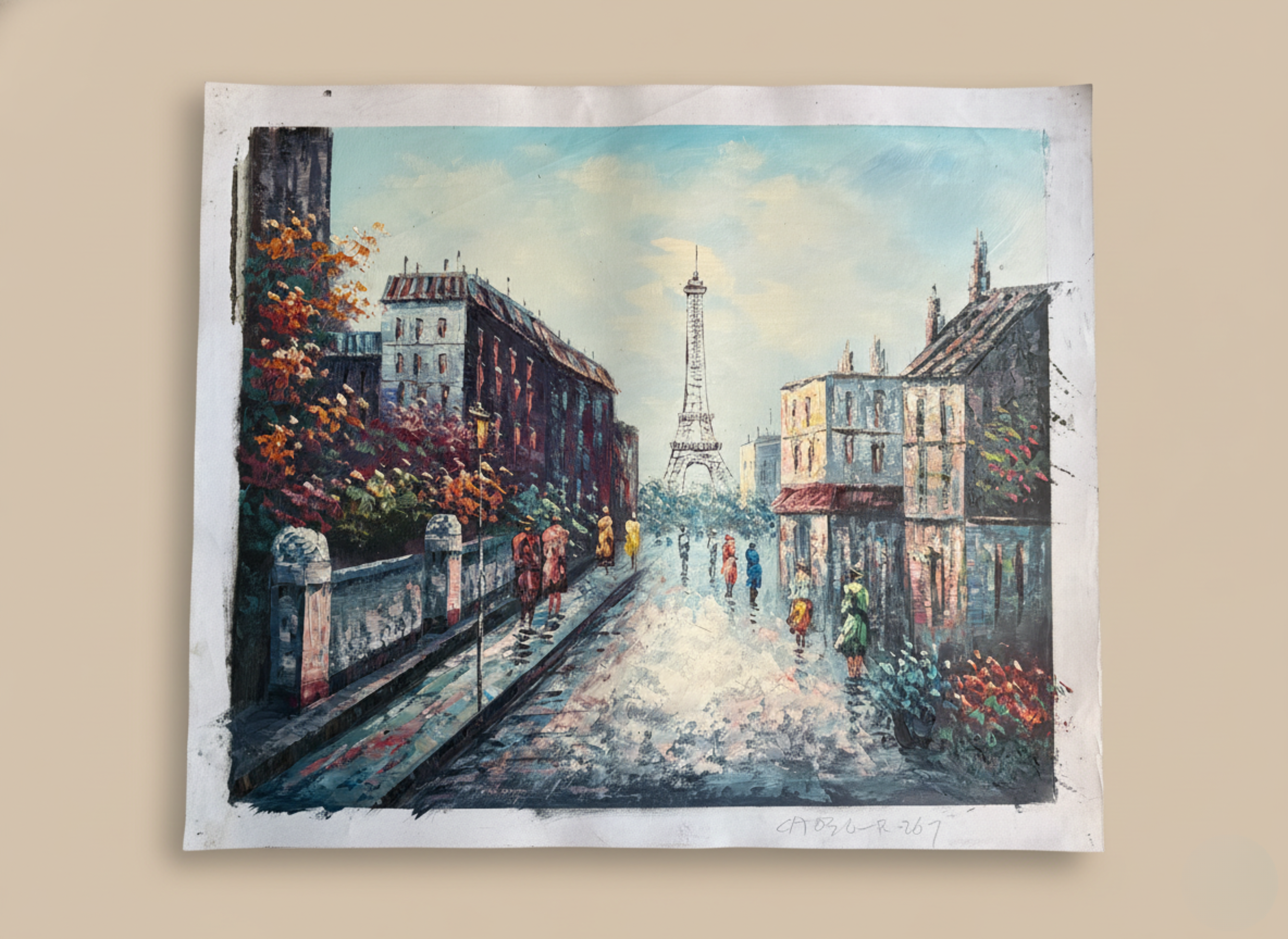 Paris at Dusk – Eiffel Tower Street Scene | Oil On Canvas