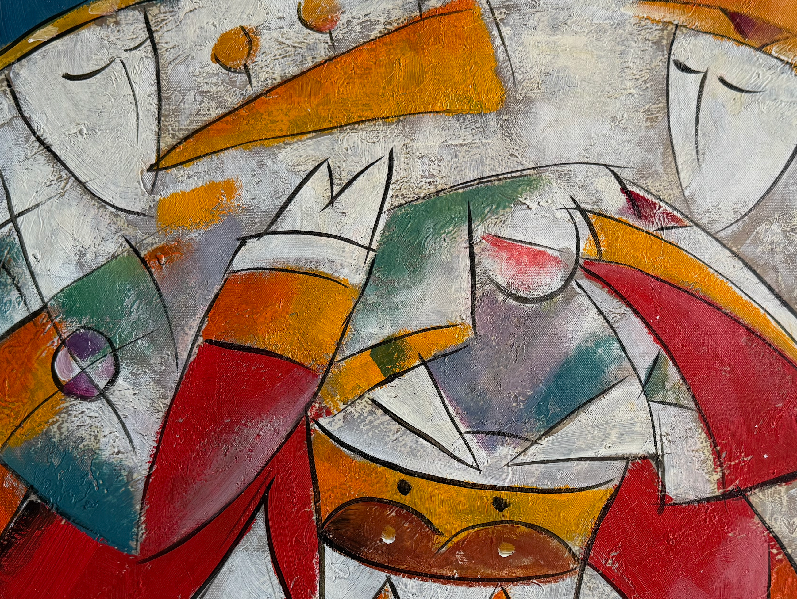 Abstract artwork with geometric shapes and bold colors