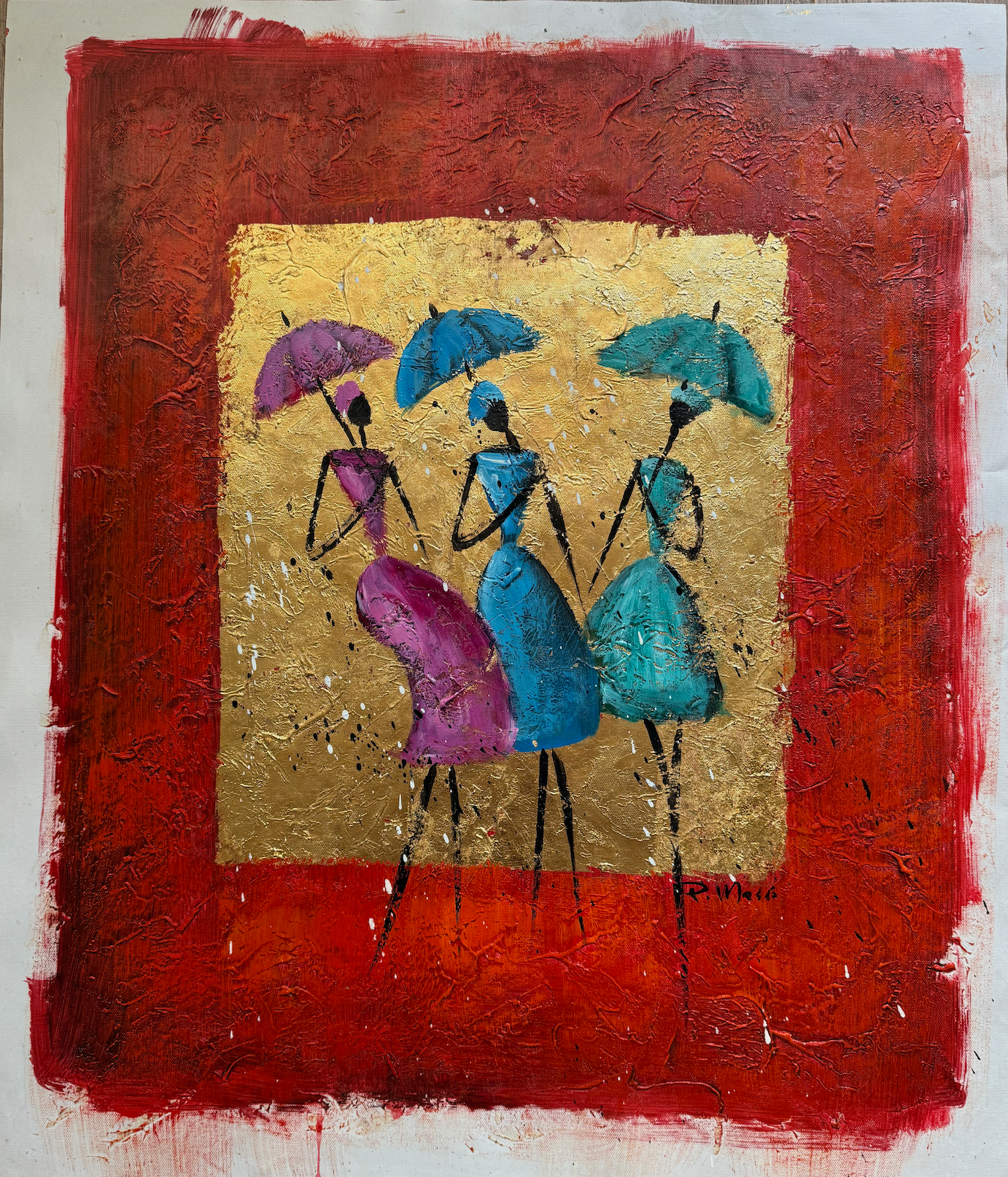 Umbrellas in Gold | Oil On Canvas